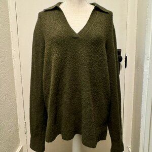J.Crew Green Extra Soft Wool Blend Knit Collared Neck Pullover Sweater/L